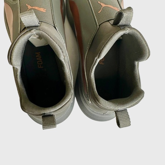 Puma Rebel Mid Sneakers Women’s sz. 8.5 Charcoal Gray Pink Slip-on Round Toe - Picture 5 of 8